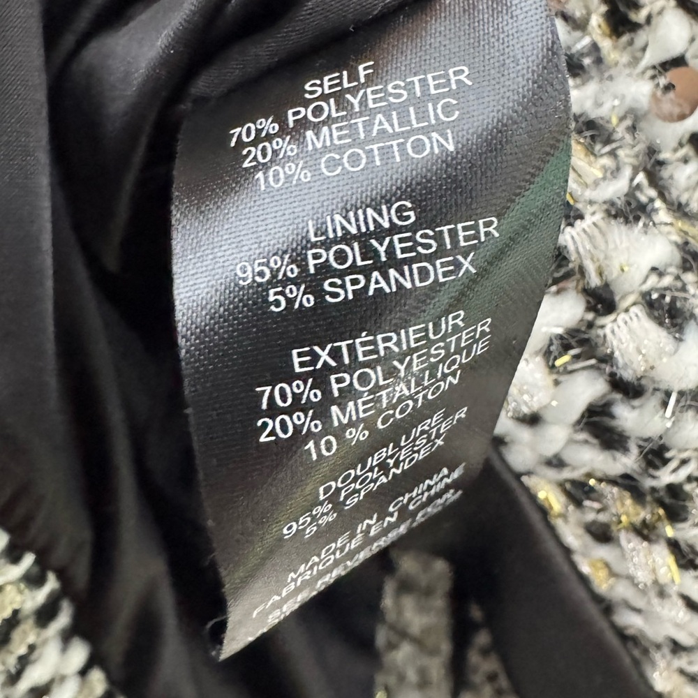Milly Hayes Sequin Tweed Puffer Silver Women’s Medium - Picture 7 of 7